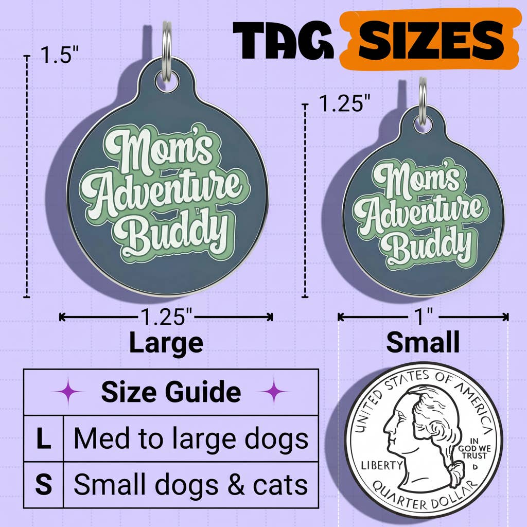Cute Pet Tag & Dog Collar Charm - Adventure Buddy: Small / Collar Charm (blank backside)