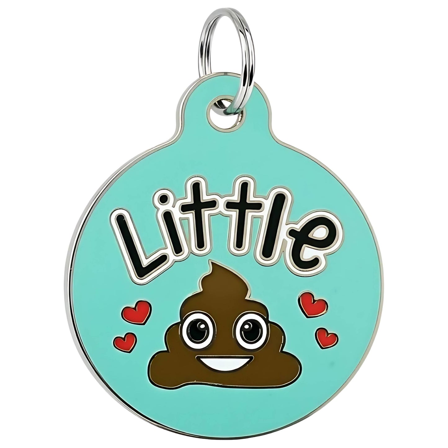 Funny Pet ID Tag & Dog Charm Accessory - Little Shit *Teal: Collar Charm (blank backside) / Small 1"