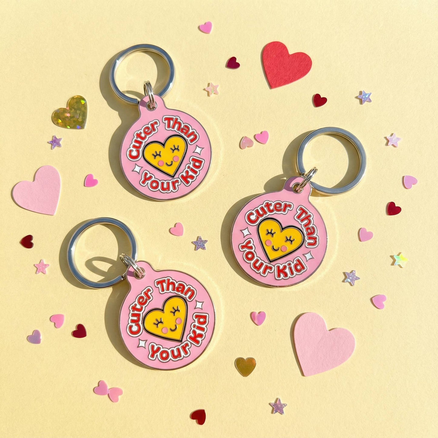 Funny Dog Charm & Pet ID Tag - Cuter than Your Kid *Pink: Small / Collar Charm (blank backside)
