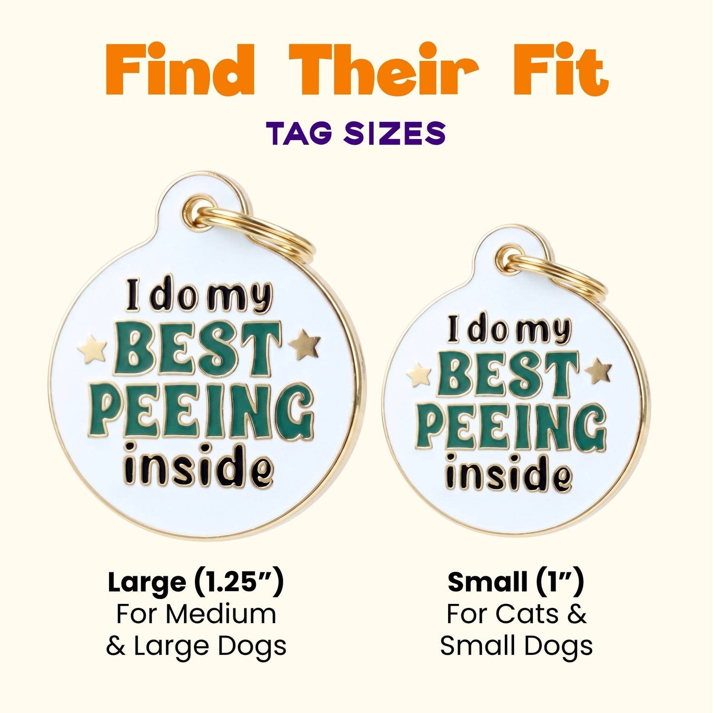 Funny Dog Tag Charm & Pet ID - I Do my Best Peeing Inside: Small / Charm