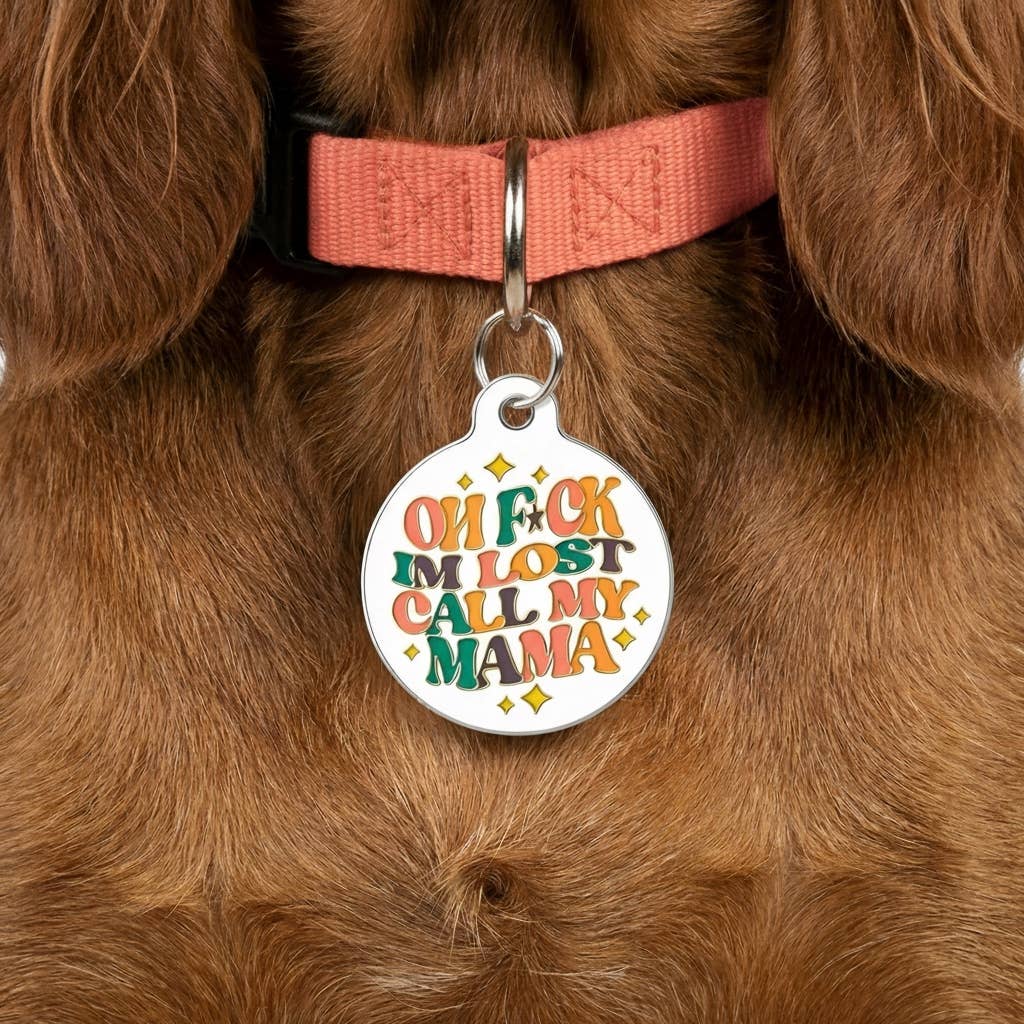 Funny Dog Charm & Pet ID Tag - F*ck I'm Lost Call Mama: Small / Collar Charm (Blank Backside)