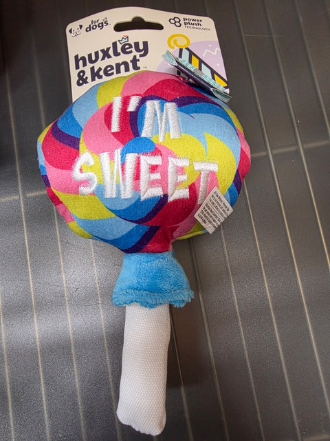 Large “I’m Sweet” Lollipop Plush Dog Toy