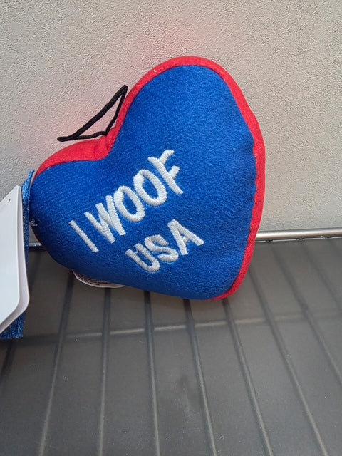 Large “I Woof USA” Heart Plush Dog Toy