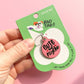 Funny Dog Charm & Pet ID Tag - Cute but Psycho *Pink: Engraved QR Code / Large 1.25"