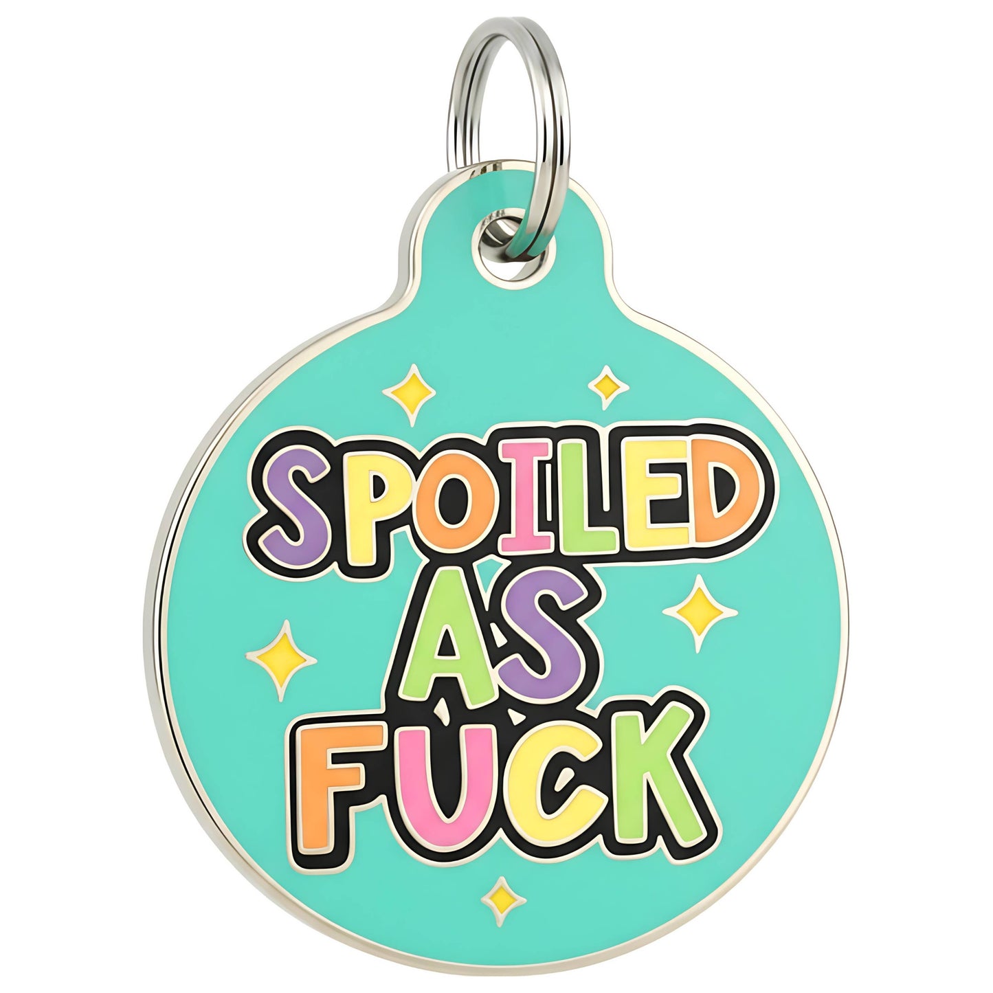 Funny Dog ID Tag & Pet Accessory - Spoiled As Fuck: Blank / Small