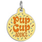 Cute Dog Charm & Pet ID Tag - Pup Cup Addict: Collar Charm (blank backside) / Large 1.25"