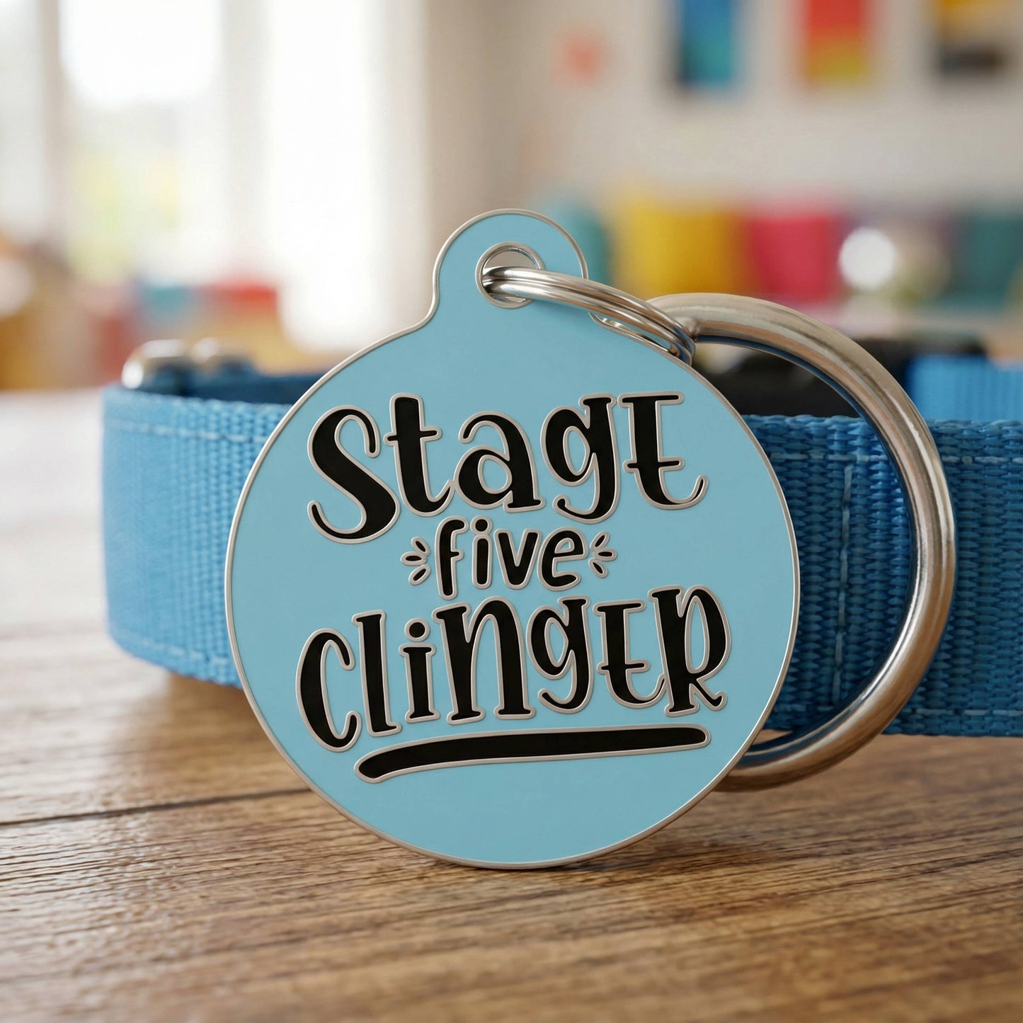 Funny Dog Charm & Pet ID Tag - Stage 5 Clinger *Blue: Small / Collar Charm (Blank Backside)