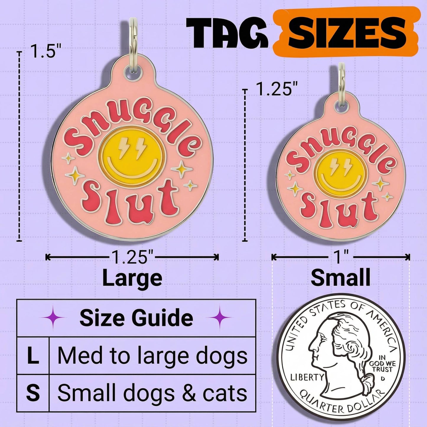 Funny Dog Tag & Pet ID Collar Charm - Snuggle Slut *Pink: Collar Charm (blank backside) / Small 1"