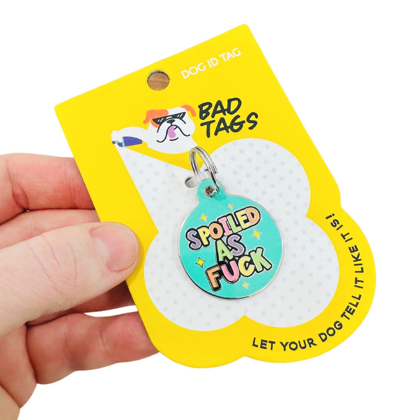Funny Dog ID Tag & Pet Accessory - Spoiled As Fuck: Blank / Small