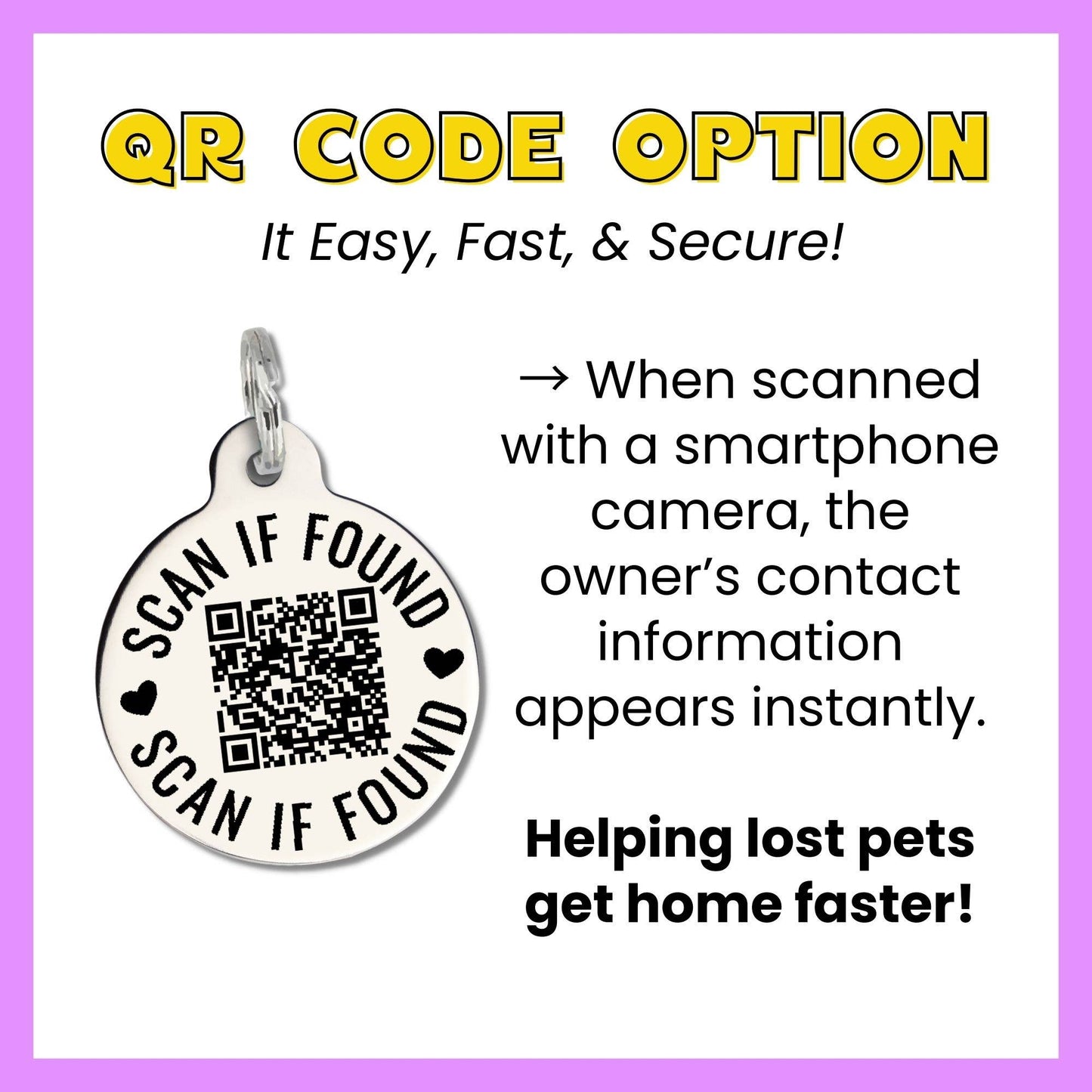 Enamel Pet Tag with Scannable ID - Oversized Lap Dog: Collar Charm (blank backside) / Small 1"