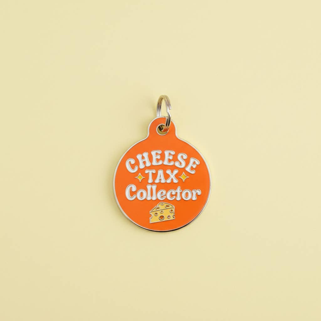 Cute Dog Charm & Pet ID Tag - Cheese Tax Collector: Collar Charm (blank backside) / Small 1"