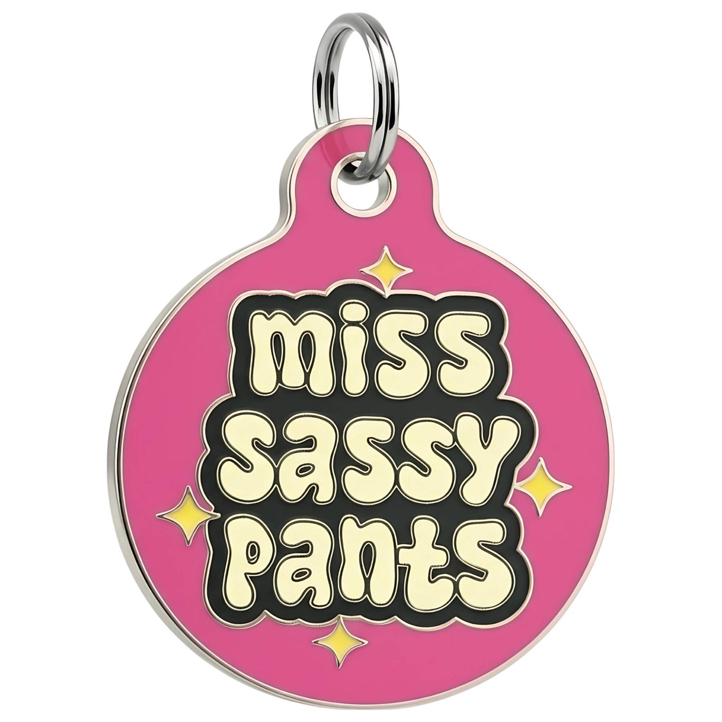 Funny Dog Charm & Pet ID Tag Accessory - Miss Sassy Pants: Collar Charm (blank backside) / Large 1.25"
