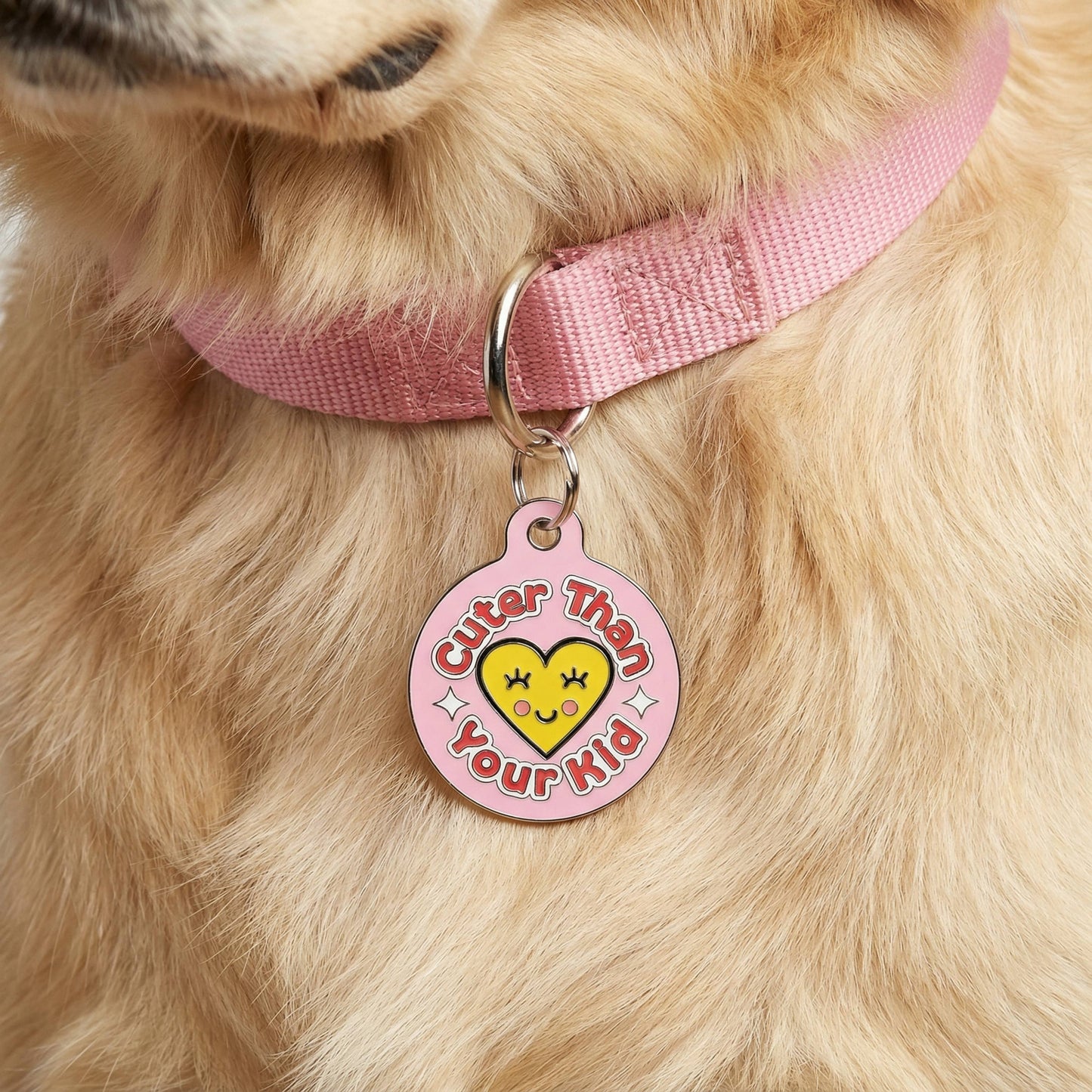Funny Dog Charm & Pet ID Tag - Cuter than Your Kid *Pink: Small / Collar Charm (blank backside)
