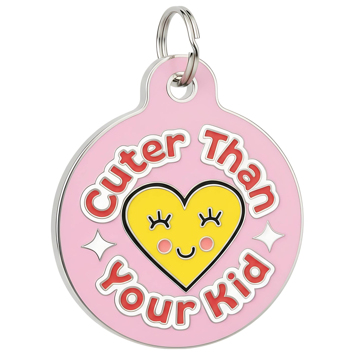 Funny Dog Charm & Pet ID Tag - Cuter than Your Kid *Pink: Small / Collar Charm (blank backside)