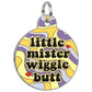 Cute Dog Charm & Pet ID Tag - Little Mister Wiggle Butt : Collar Charm (blank backside) / Large 1.25"