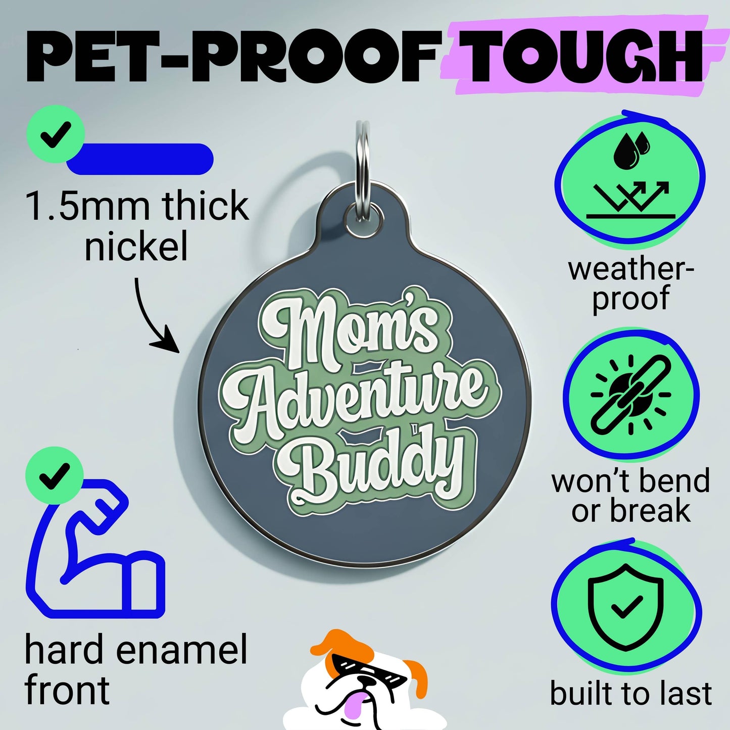 Cute Pet Tag & Dog Collar Charm - Adventure Buddy: Small / Collar Charm (blank backside)
