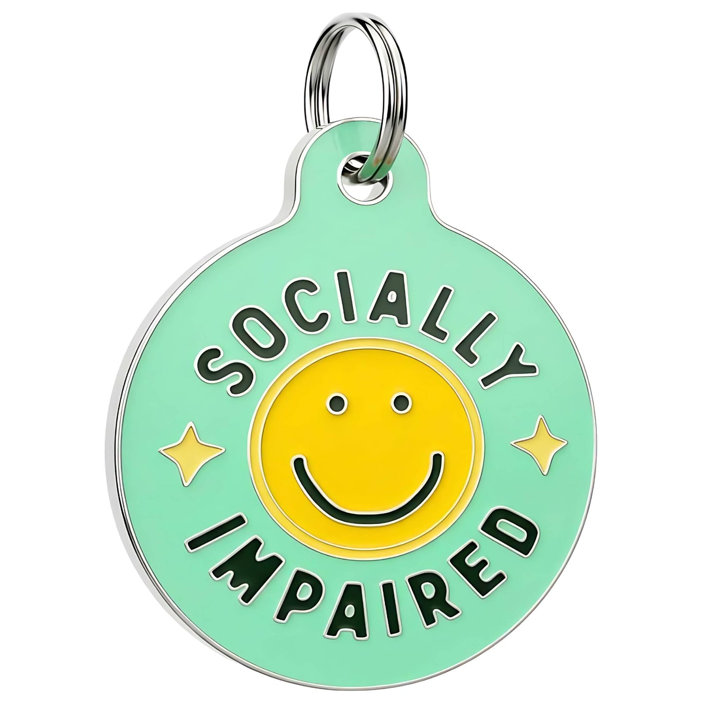 Funny Dog Charm & Pet ID Tag - Socially Impaired *Green: Large / Charm (Blank)