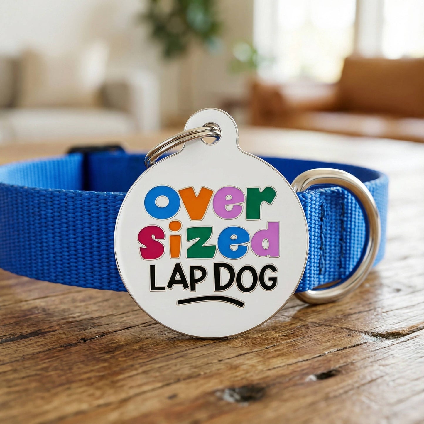 Enamel Pet Tag with Scannable ID - Oversized Lap Dog: Collar Charm (blank backside) / Small 1"