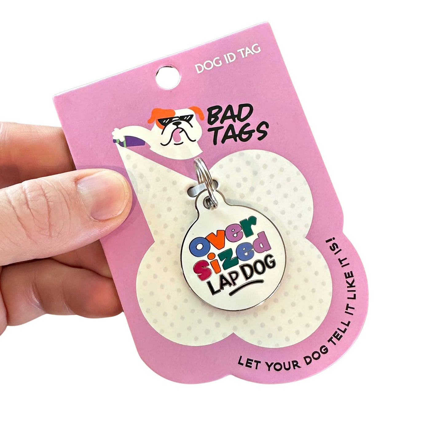 Enamel Pet Tag with Scannable ID - Oversized Lap Dog: Collar Charm (blank backside) / Small 1"