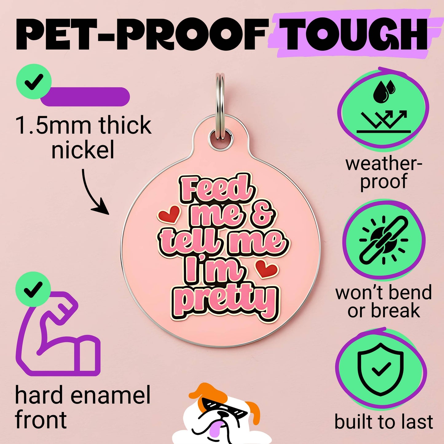 Cute Pet ID Tag & Dog Collar Charm - Tell Me I'm Pretty: Collar Charm (blank backside) / Small 1"