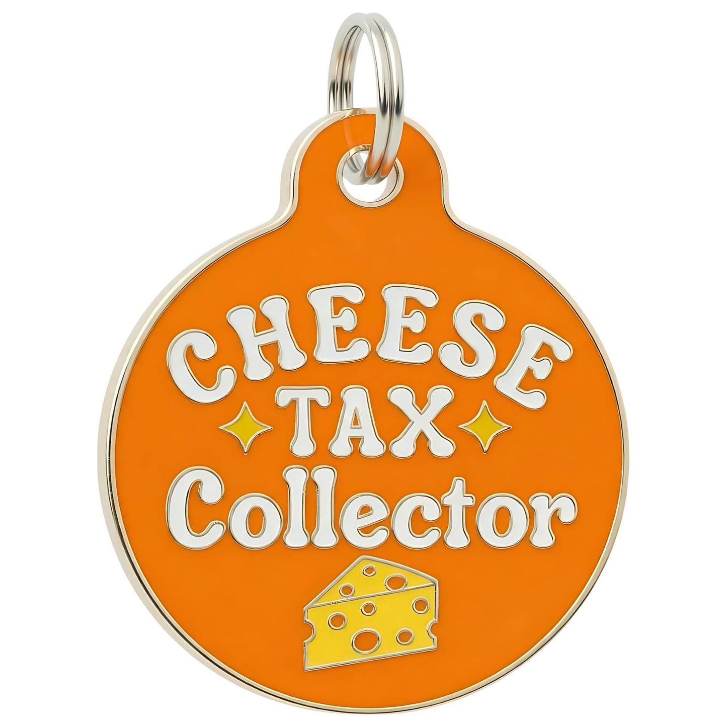 Cute Dog Charm & Pet ID Tag - Cheese Tax Collector: Collar Charm (blank backside) / Small 1"