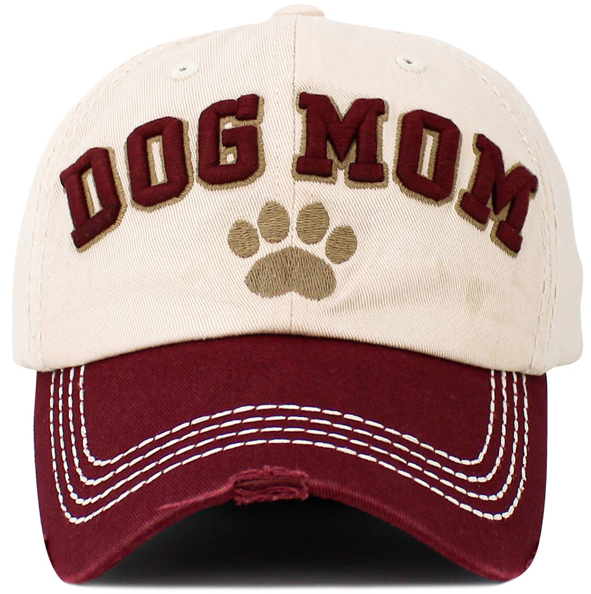 Dog Mom Paw Vintage Ballcap: BLK