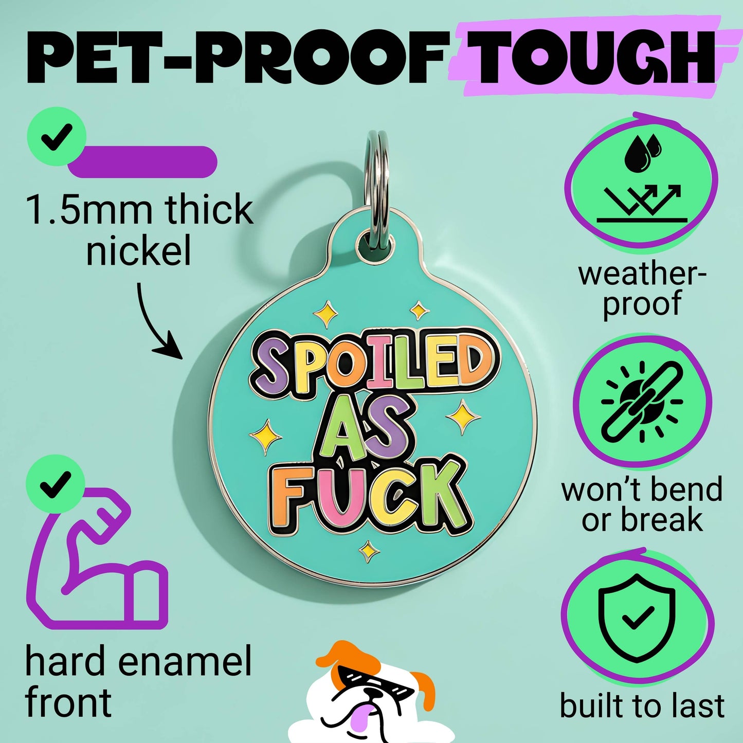 Funny Dog ID Tag & Pet Accessory - Spoiled As Fuck: Blank / Small
