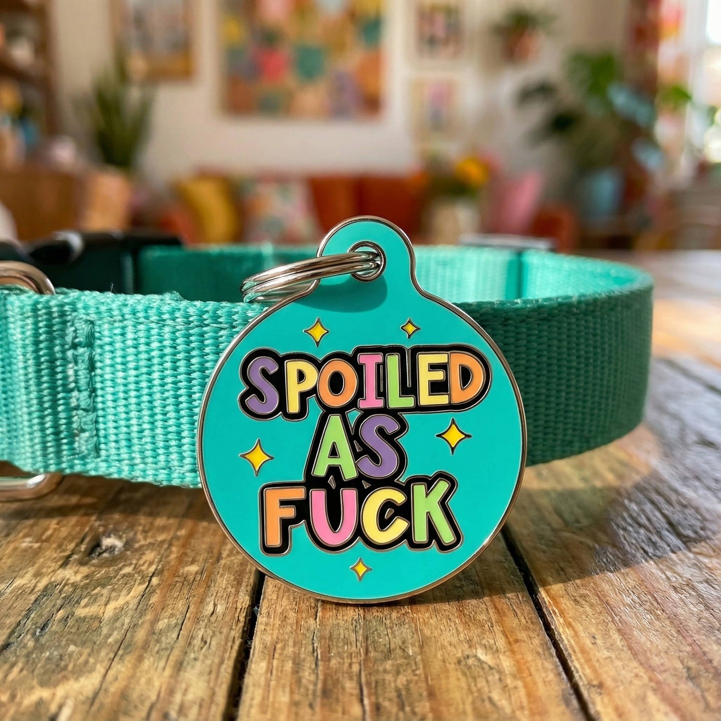 Funny Dog ID Tag & Pet Accessory - Spoiled As Fuck: Blank / Small