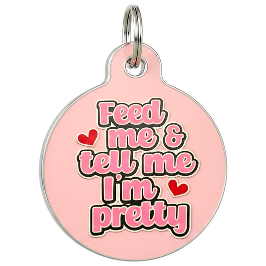 Cute Pet ID Tag & Dog Collar Charm - Tell Me I'm Pretty: Collar Charm (blank backside) / Small 1"