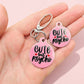 Funny Dog Charm & Pet ID Tag - Cute but Psycho *Pink: Engraved QR Code / Large 1.25"