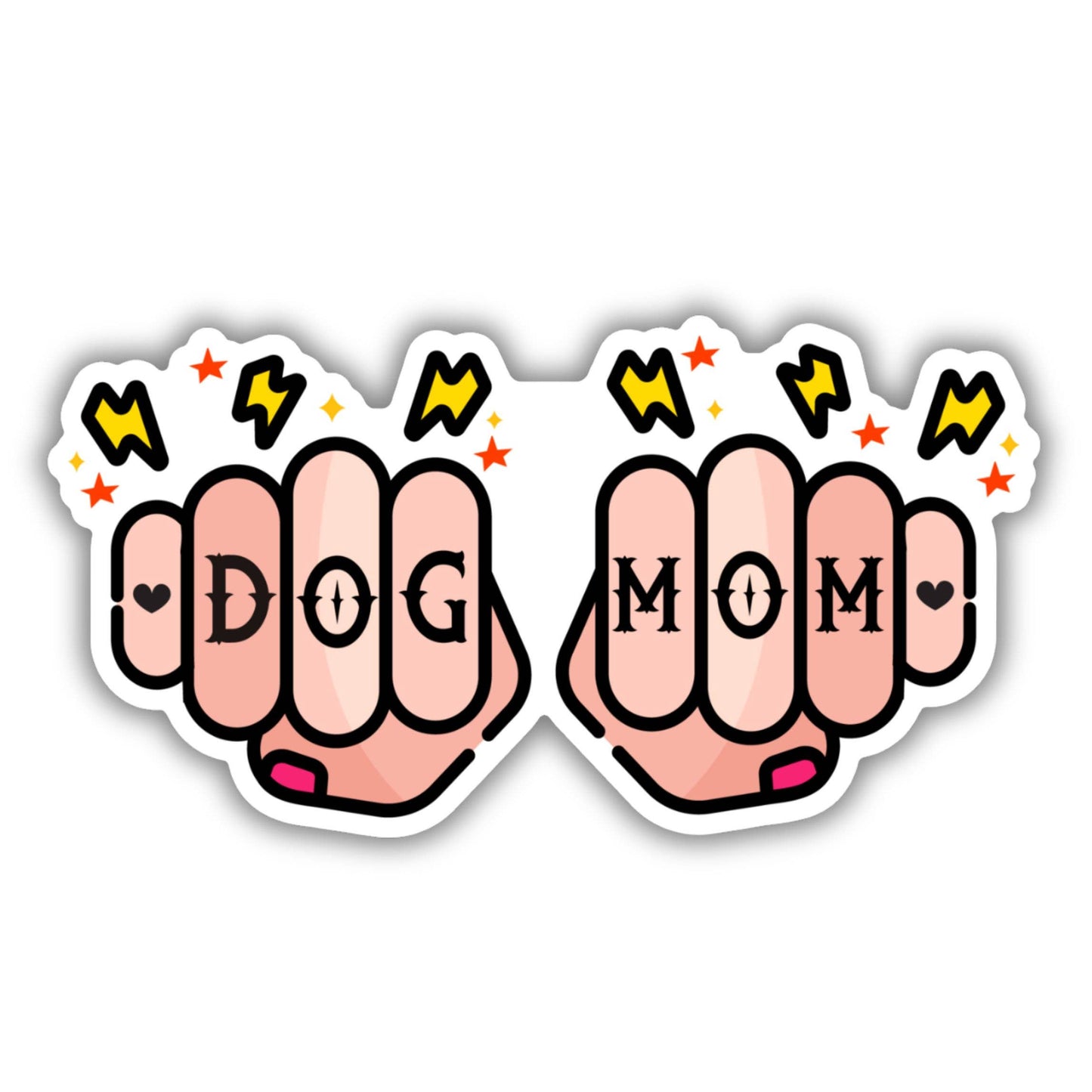Tattoo Dog Mom Knuckles Vinyl Sticker  