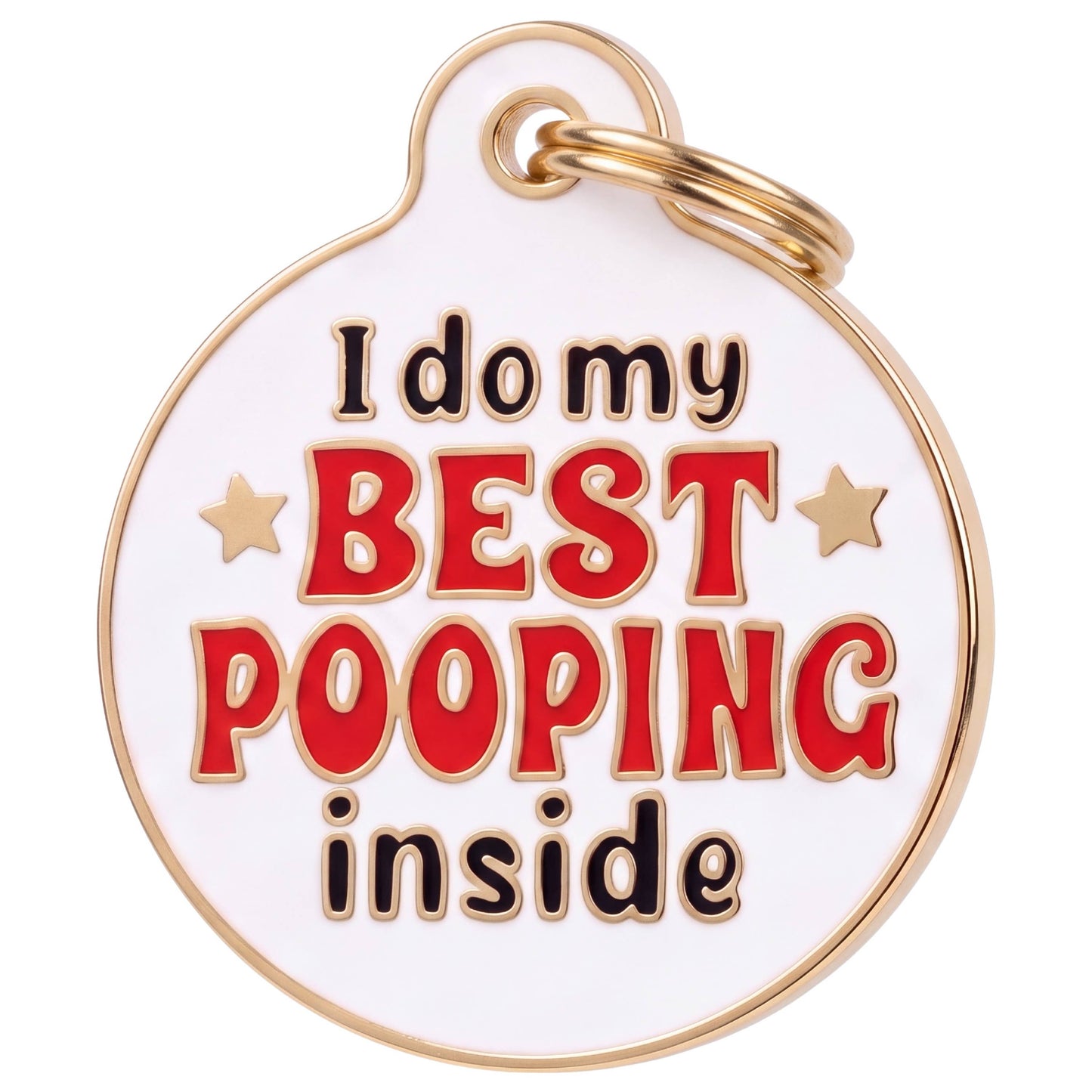 Funny Dog Tag Charm & Pet ID Tag - Best Pooping Inside: Small / Charm