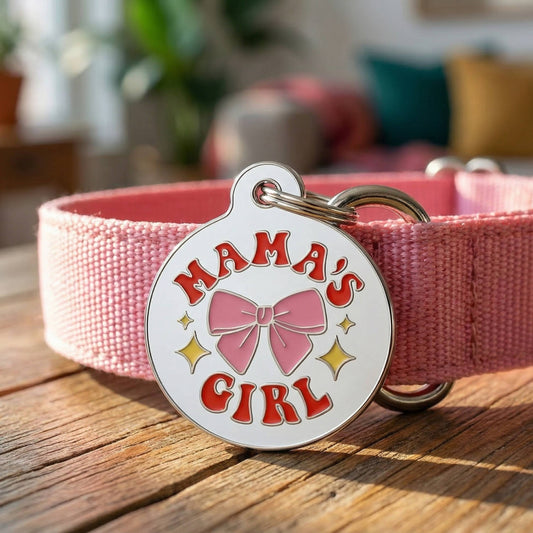 Cute Dog Charm & Pet ID Tag Accessory  - Mama's Girl: Collar Charm (blank backside) / Small 1"