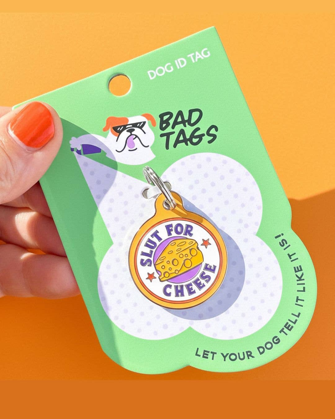 Funny Pet Accessory & Dog Tag Charm - Slut for Cheese: Collar Charm (blank backside) / Small 1"