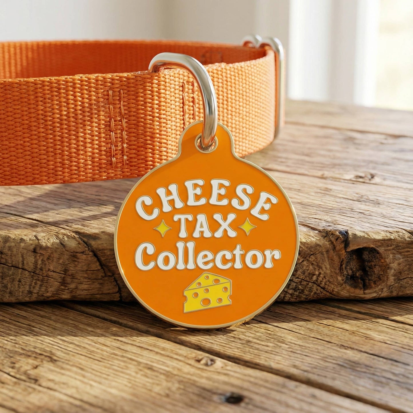 Cute Dog Charm & Pet ID Tag - Cheese Tax Collector: Collar Charm (blank backside) / Small 1"