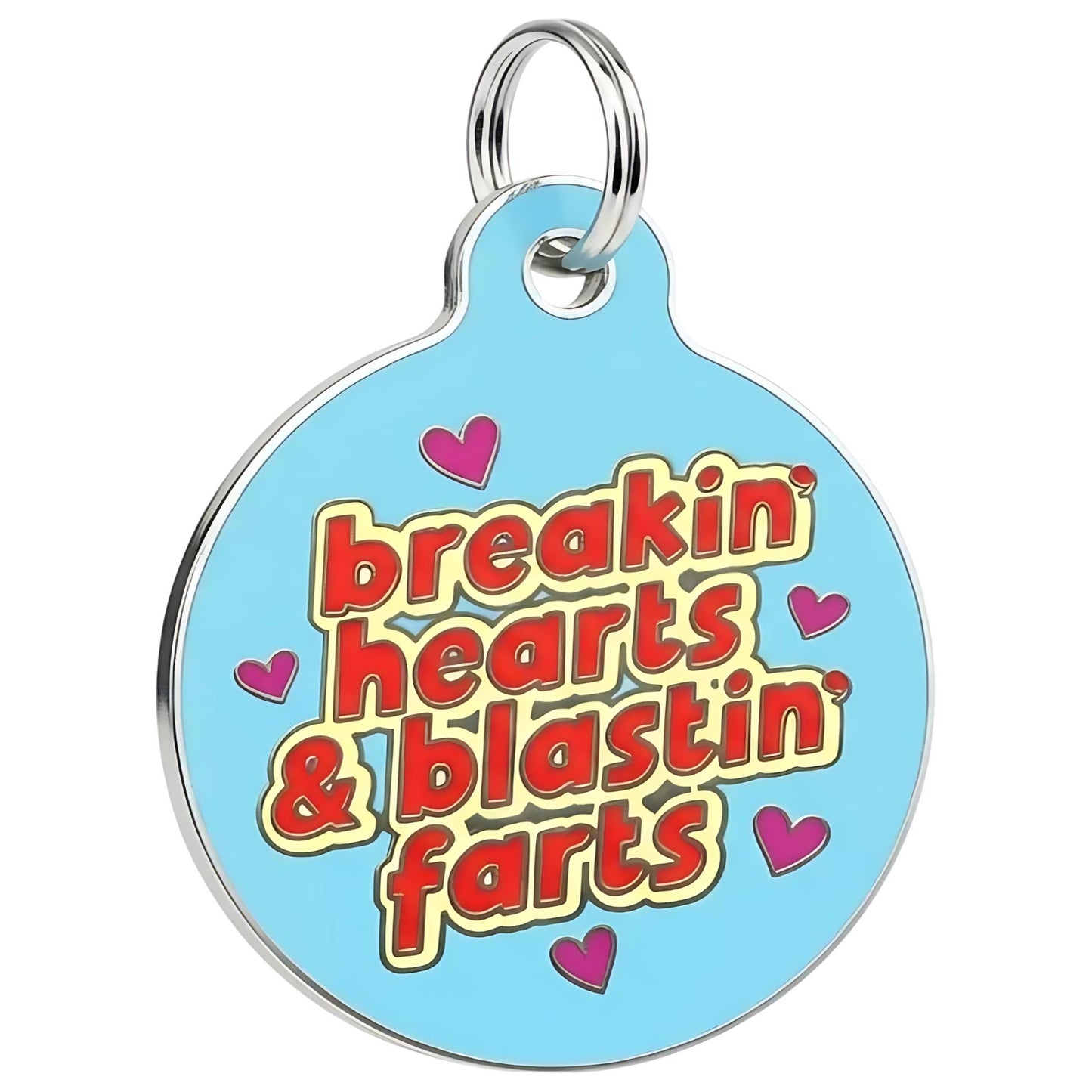 Funny Dog Charm & Pet ID Tag - Breakin Hearts, Blastin Farts: Collar Charm (blank backside) / Small 1"