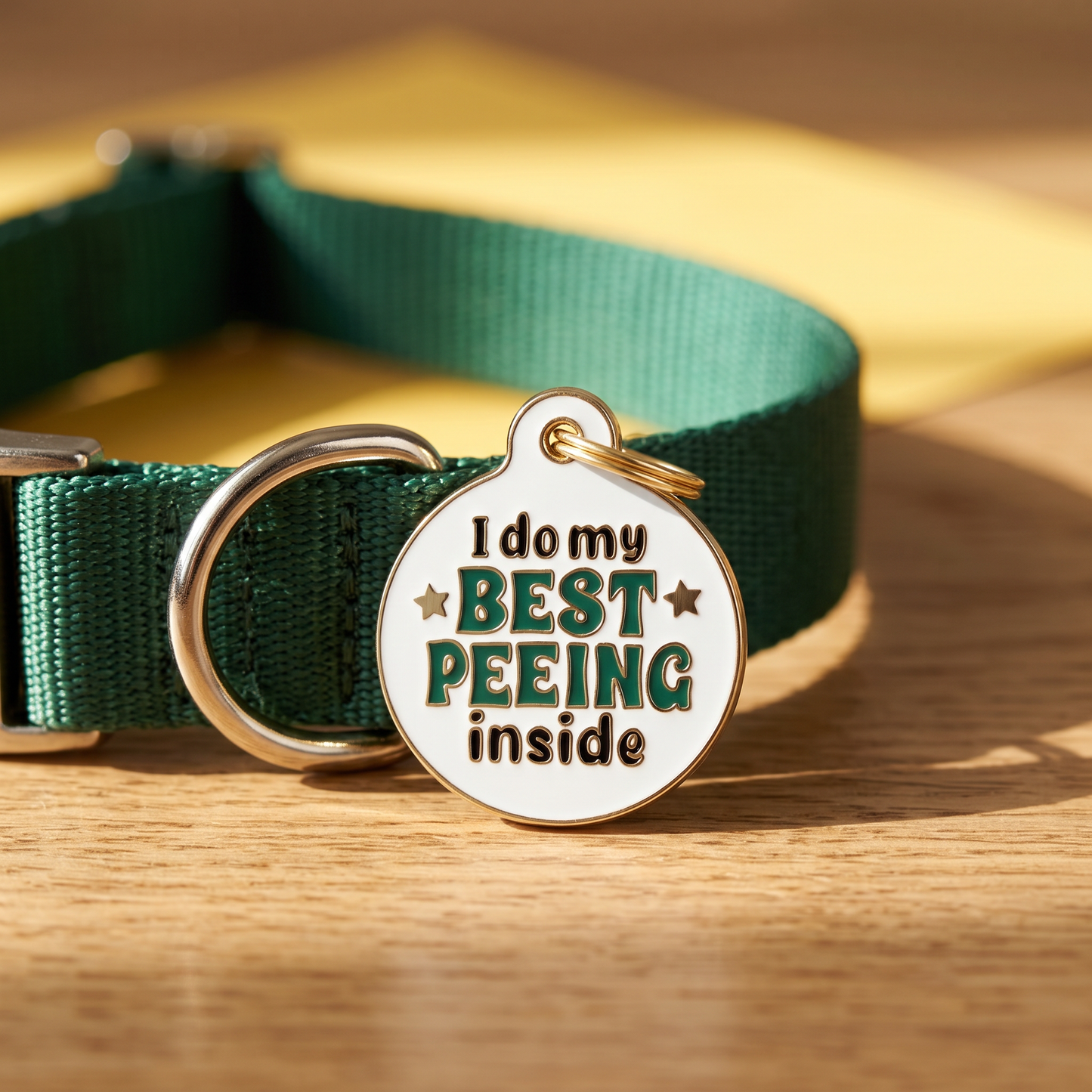 Funny Dog Tag Charm & Pet ID - I Do my Best Peeing Inside: Small / Charm