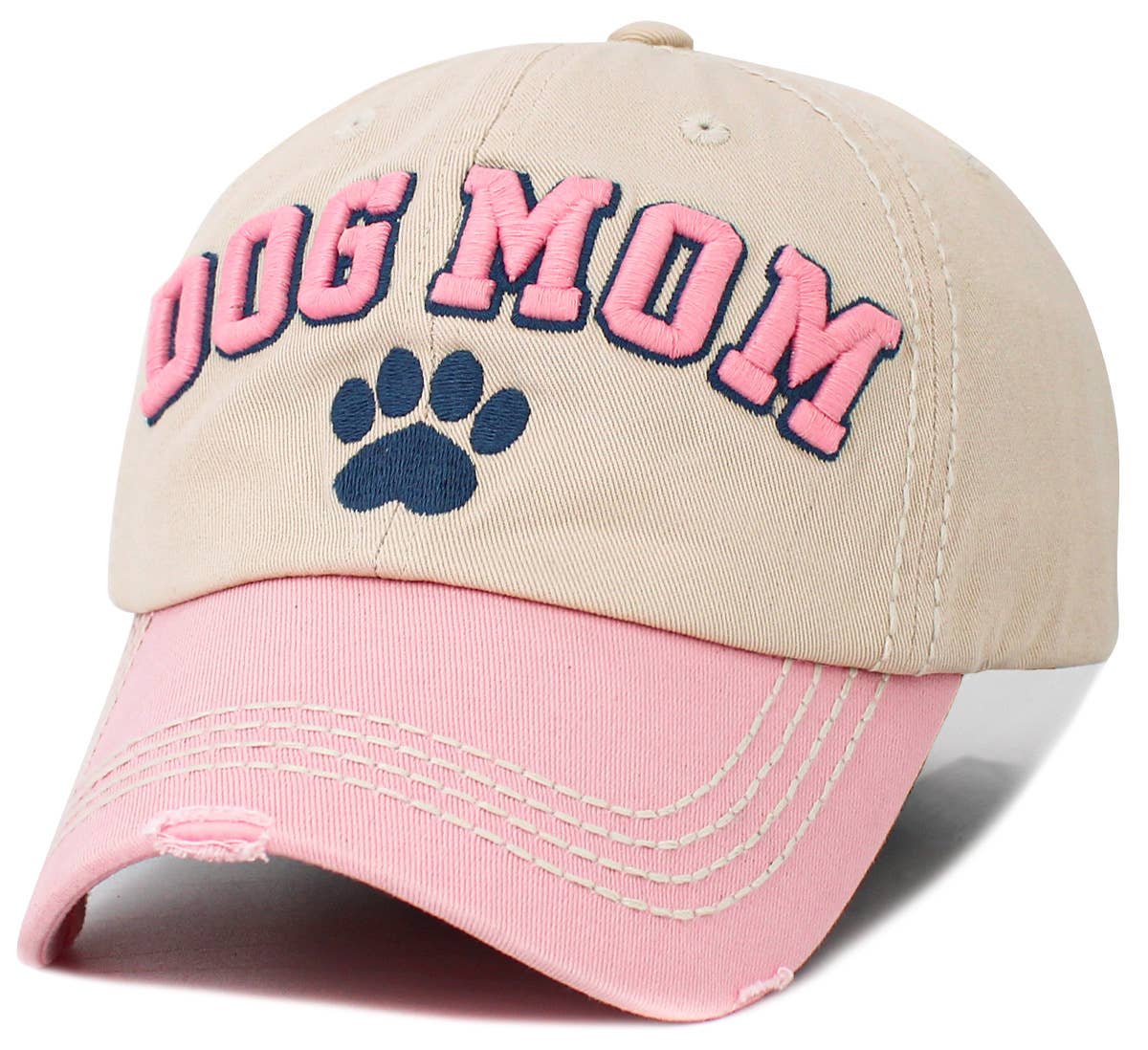 Dog Mom Paw Vintage Ballcap: NAT-DBL
