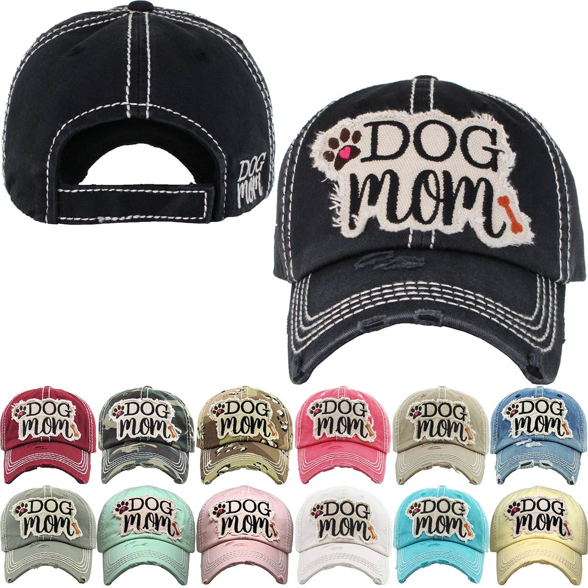 DOG MOM WASHED VINTAGE BALLCAP: STN