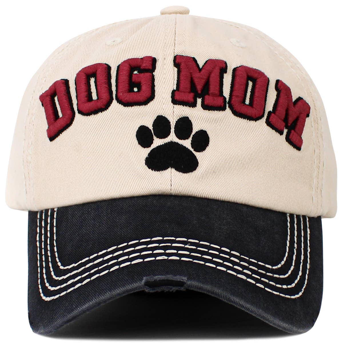 Dog Mom Paw Vintage Ballcap: BLK