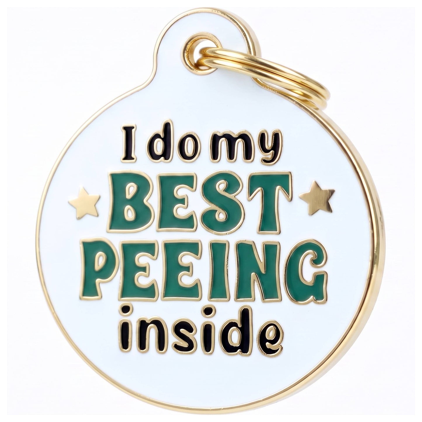Funny Dog Tag Charm & Pet ID - I Do my Best Peeing Inside: Small / Charm