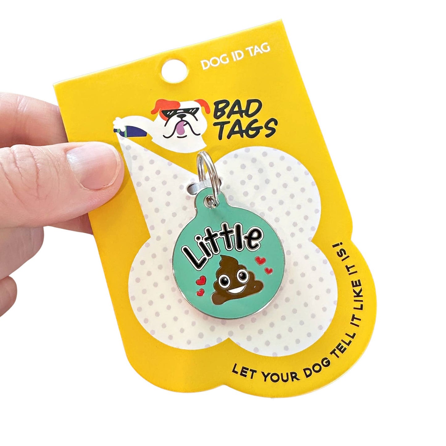 Funny Pet ID Tag & Dog Charm Accessory - Little Shit *Teal: Collar Charm (blank backside) / Small 1"