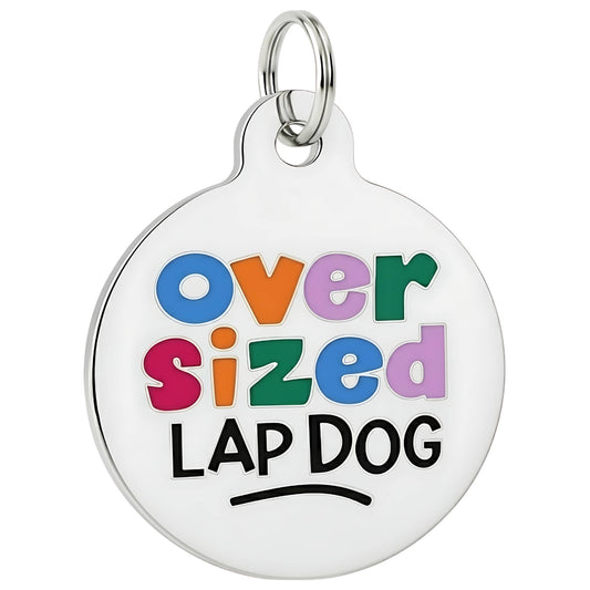 Enamel Pet Tag with Scannable ID - Oversized Lap Dog: Collar Charm (blank backside) / Small 1"