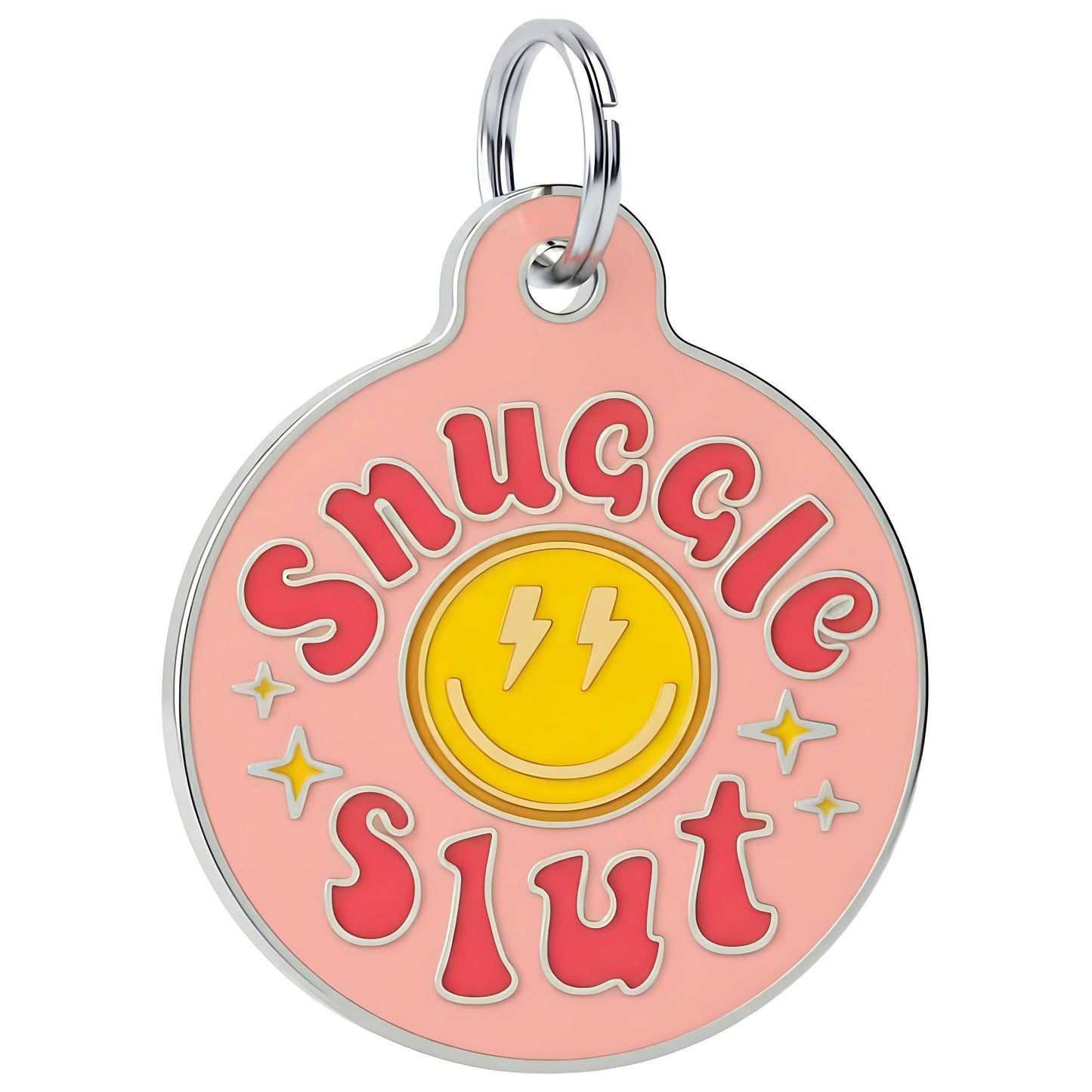 Funny Dog Tag & Pet ID Collar Charm - Snuggle Slut *Pink: Collar Charm (blank backside) / Small 1"