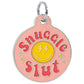 Funny Dog Tag & Pet ID Collar Charm - Snuggle Slut *Pink: Collar Charm (blank backside) / Small 1"