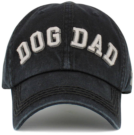 Dog Dad Washed Vintage Ballcap: BLK