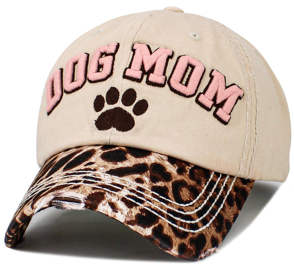 Dog Mom Paw Vintage Ballcap: BLK