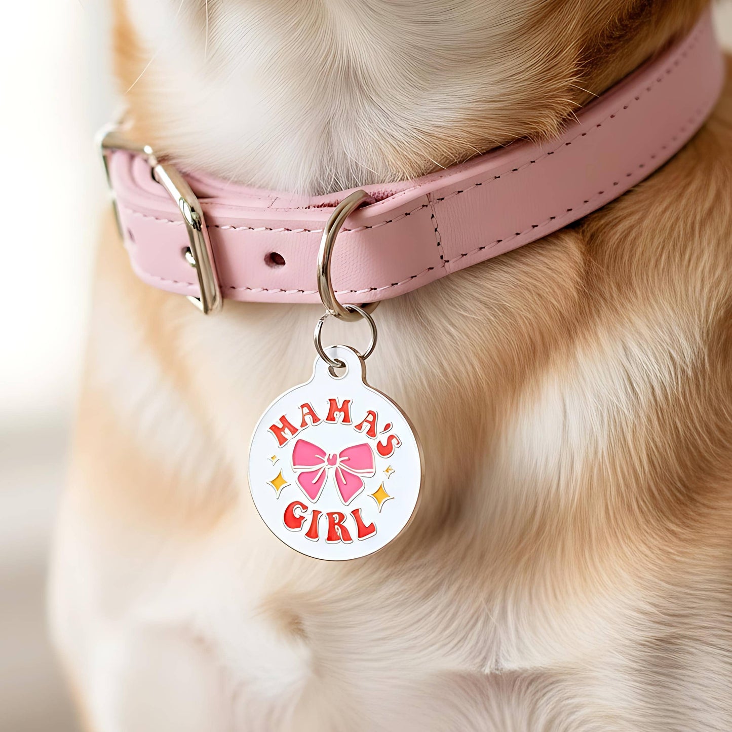 Cute Dog Charm & Pet ID Tag Accessory  - Mama's Girl: Engraved QR Code / Small 1"