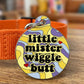 Cute Dog Charm & Pet ID Tag - Little Mister Wiggle Butt : Collar Charm (blank backside) / Large 1.25"