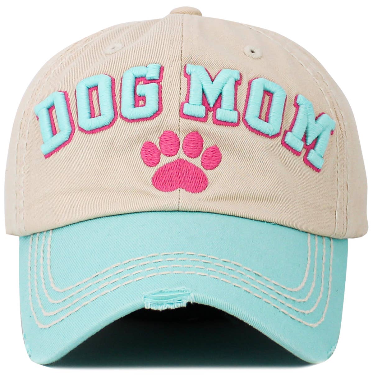 Dog Mom Paw Vintage Ballcap: NAT-DBL